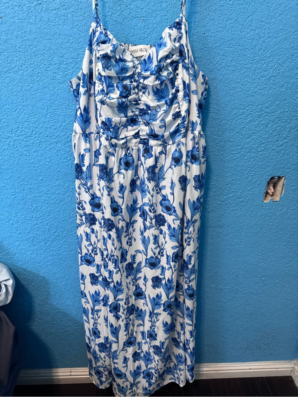 Blue Floral Maxi Sundress - White & Blue